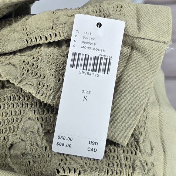 Anthropologie Eyelet Long Sleeve Boat Neck Compression Top NWT Small - Picture 8 of 8